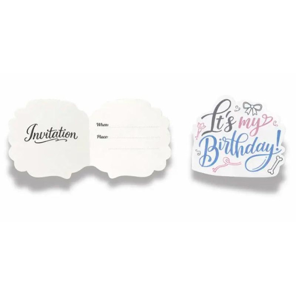 Фігурне запрошення FunMi "It`s my birthday бантик" біле 10х11 см 10 штук 22756