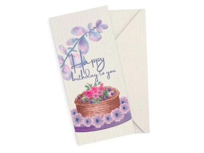 Подарунковий конверт FunMi "Happy Birthday to you з квітами" кремовий 22511