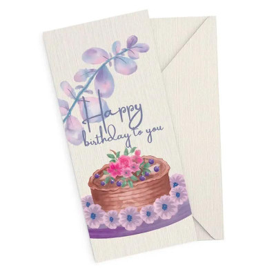 Подарунковий конверт FunMi "Happy Birthday to you з квітами" кремовий 22511