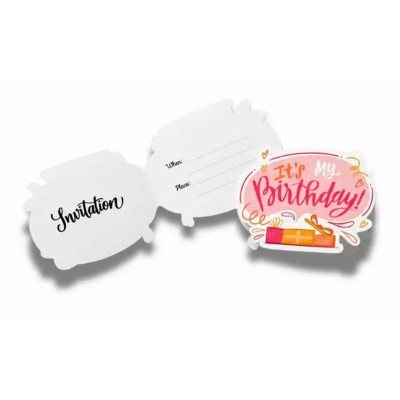 Фігурне запрошення FunMi "It`s my birthday подарунки" рожеве 10х11 см 10 шт 22755