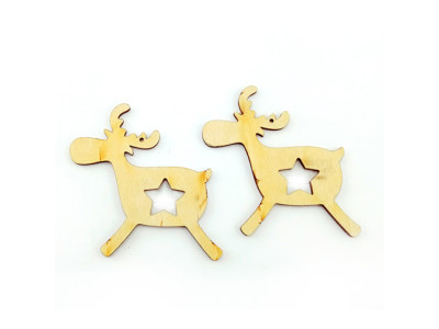 Дерев'яна іграшка на ялинку: Оленя із зірочкою НГ1920 Дерев'яна іграшка на ялинку: Оленя із зірочкою НГ1920