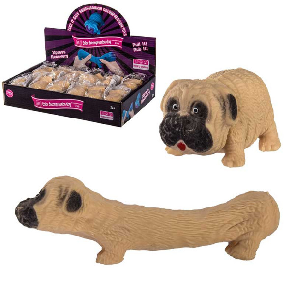 Антистрес тягучка Мопс 12 шт у дисплей боксі - 27*17*5 см AN6705