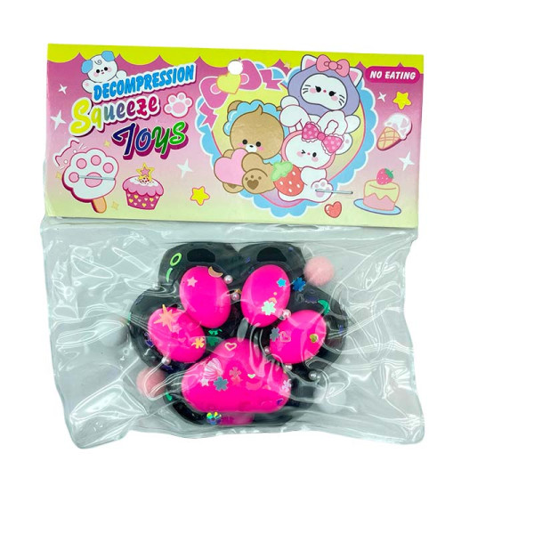 Лапки антистрес чорно-рожева st-62