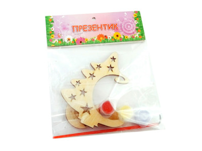 Деревяна розмальовка Новорічний презент: Ялинка з кулею 2020