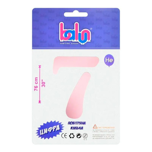 Фольгована кулька-цифра Balun "7" sugar pink 30" 76 см 02417