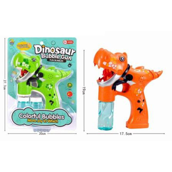 Мильні бульбашки пістолет динозавр на батарейках 2 кольори 607
