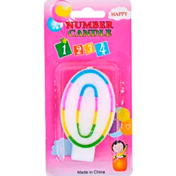 Свічка-цифракольорова з блистками "0" 10-109 Свічка-цифракольорова з блистками "0" 10-109