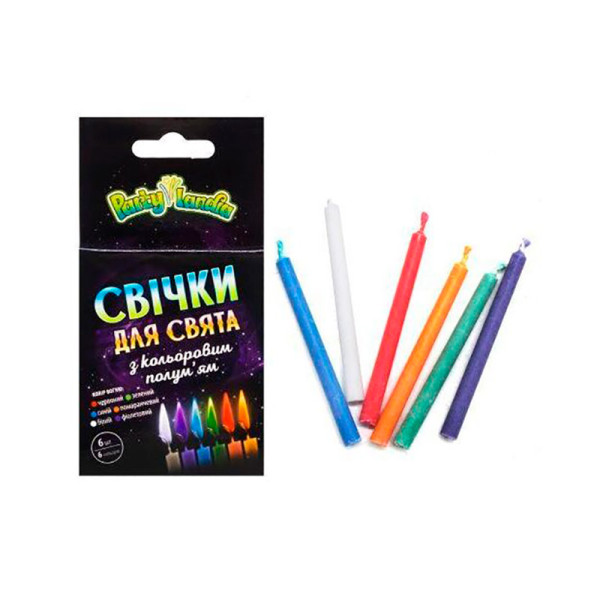 Свічкки для свят з кольоровим полумям 6 шт. 6 кольорів PL4005 Свічкки для свят з кольоровим полумям 6 шт. 6 кольорів PL4005