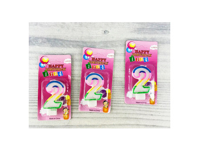 Свічка-цифра кольорова 10-111 з блискітками "2" *. 10-111