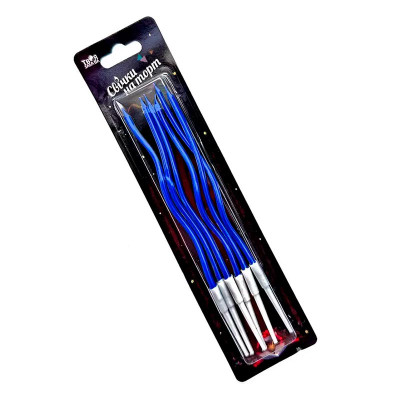 Коктейльні свічки для торту Твоя Забава "Хром" сині 10 штук 20476