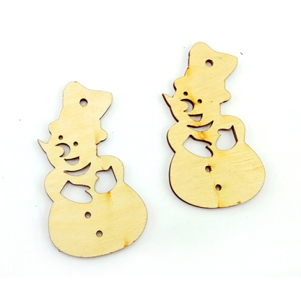 Деревяна іграшка на ялинку: Сніговик НГ1909