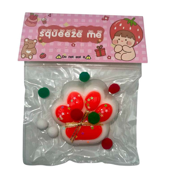 Лапка антистрес різдвяна біла з червоним st-28