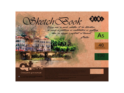Скетчбук А5 40 аркушів пружина білий блок 100 г/м2 коричневий ART Line ZB.1492