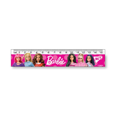 Лінійка YES Barbie пластикова 15 см 370597 Лінійка YES Barbie пластикова 15 см 370597