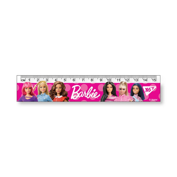 Лінійка YES Barbie пластикова 15 см 370597
