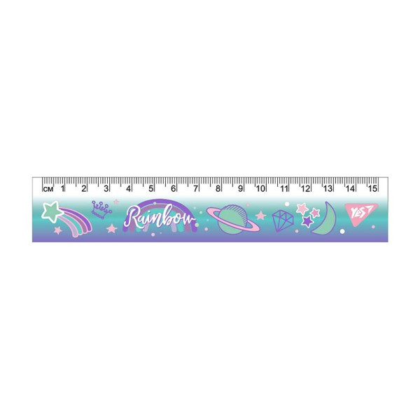 Лінійка YES Rainbon пластикова 15 см 370649 Лінійка YES Rainbon пластикова 15 см 370649