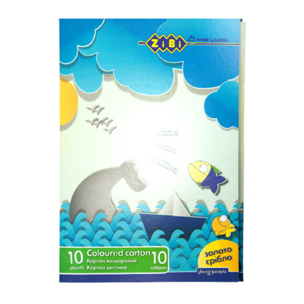 Картон KIDS Line кольоровий А4 10 кольорів/10 аркушів ZB.1958