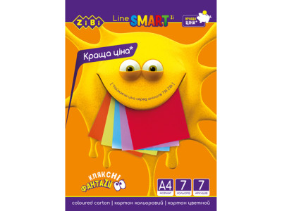 SMART Line Картон кольоровий А4 (7 кольорів/7 аркушів) 200г/м2 ZB.1955