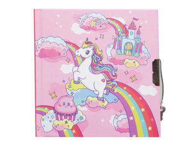 Блокнот дитячий на замочку 135x135mm 70g 56 л Єдиноріг рожевий 481904-U