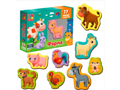 Набір магнітів Vladi Toys "Ферма" 17 елементів VT3106-24