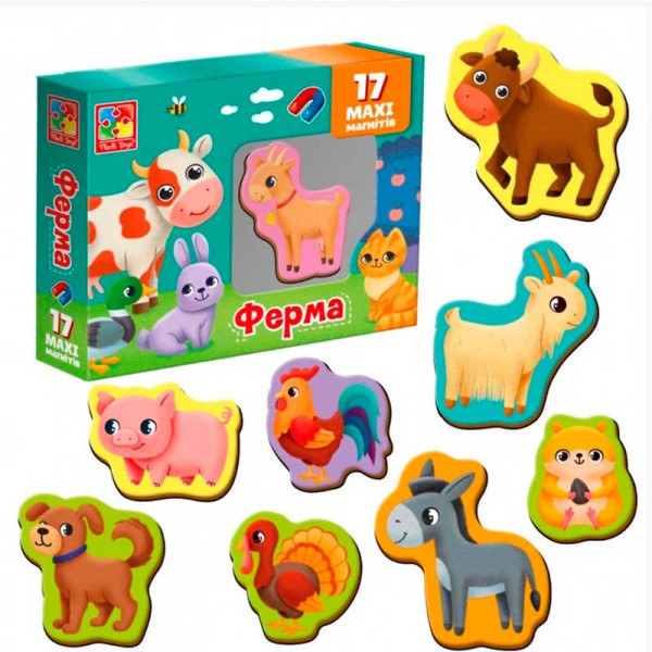 Набір магнітів Vladi Toys "Ферма" 17 елементів VT3106-24