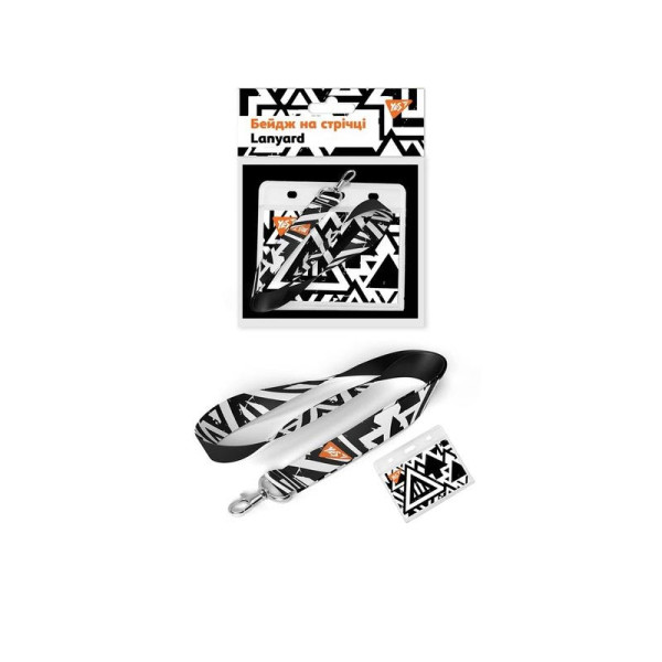 Бейдж YES Lanyard горизонтальний із стрічкою чорний 940242 Бейдж YES Lanyard горизонтальний із стрічкою чорний 940242