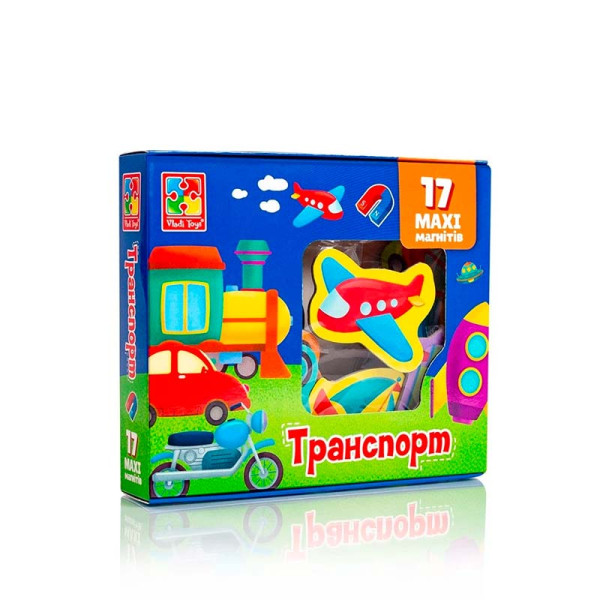 Набір магнітів Vladi Toys "Транспорт" 17 елементів VT3106-26 Набір магнітів Vladi Toys "Транспорт" 17 елементів VT3106-26