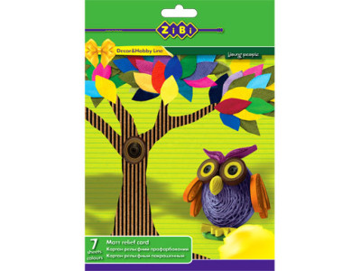 Гофрокартон фарбований матовий А4 7 кольорів/7 аркушів для квілінгу ZB.1974