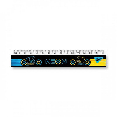 Лінійка YES Neon пластикова 15 см 370607