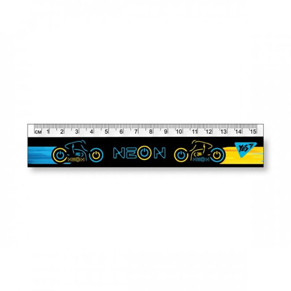 Лінійка YES Neon пластикова 15 см 370607
