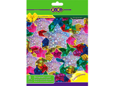 Картон голограма А4 8 кольорів/8 аркушів ZB.1961