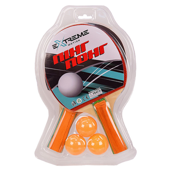 Теніс настільний Extreme Motion 2 ракетки 3 м'ячики в слюді TT2112