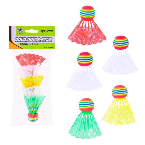 Набiр воланчикiв для бадминтону 2 білих 3 кольорових 5 штук в комплекті BD20598 Набiр воланчикiв для бадминтону 2 білих 3 кольорових 5 штук в комплекті BD20598
