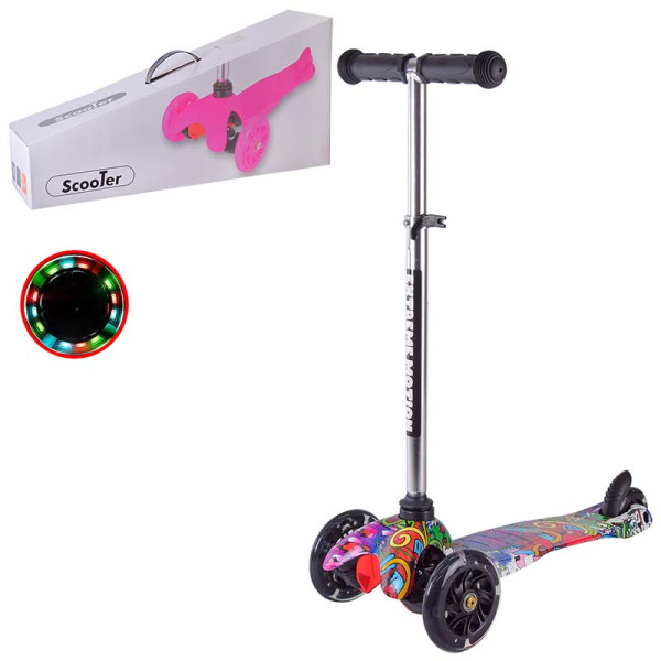 Самокат дитячий 3-х колісний принтований колеса PU зі зі світлом SC20112 Print