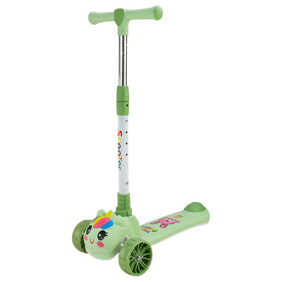 Самокат дитячий 3 колеса PU складний зі звуком і світлом SC2619_Green