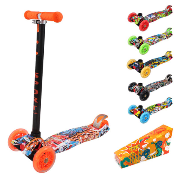 Самокат чотириколісний пластиковий з малюнками (6 кольорів) BT-KS-0164