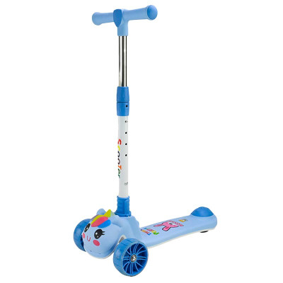 Самокат дитячий 3 колеса PU складний зі звуком і світлом SC2619_Ocean