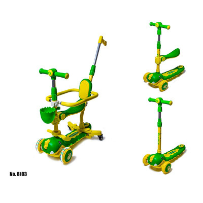 Самокат 5 в 1 Dinosaur Зелений з бортиком 8103_Green