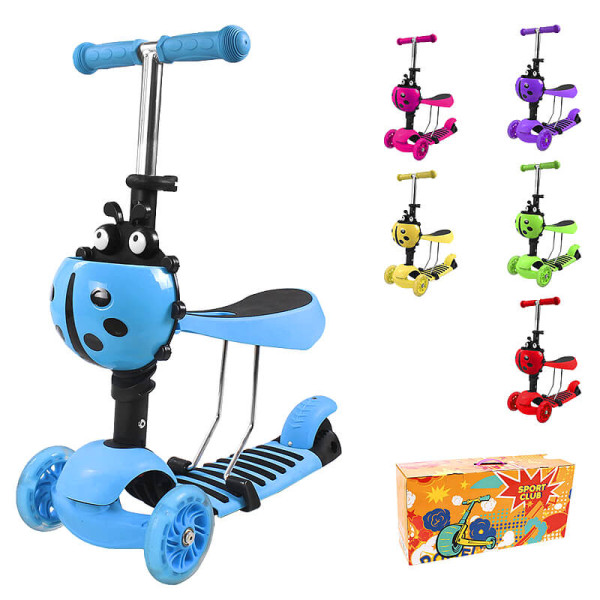 Самокат чотириколісний із сидінням і кошиком BT-KS-0166 Самокат чотириколісний із сидінням і кошиком BT-KS-0166