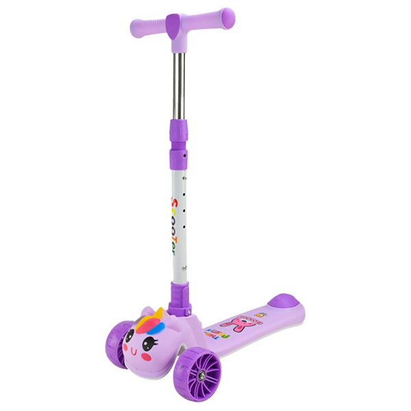 Самокат дитячий 3 колеса PU складний зі звуком і світлом SC2619_Violet