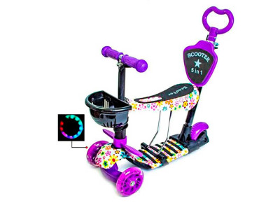 Самокат з сидінням NEW PRINT Квітка фіолетовий 1954264907