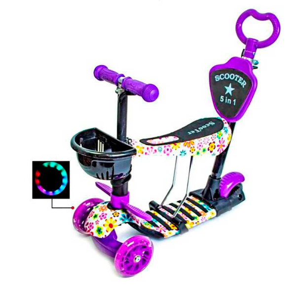 Самокат з сидінням NEW PRINT Квітка фіолетовий 1954264907