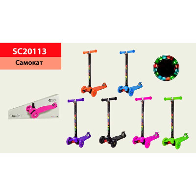 Самокат дитячий 4-х колес. mix 6 кольорів, колеса, що світяться, PU, висота SC20113