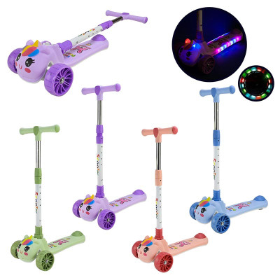 Самокат дитячий 3 колеса PU складний зі звуком і світлом SC2619