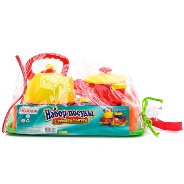 Ігровий набір Посуд з плитою 6 предметів Юника 70408