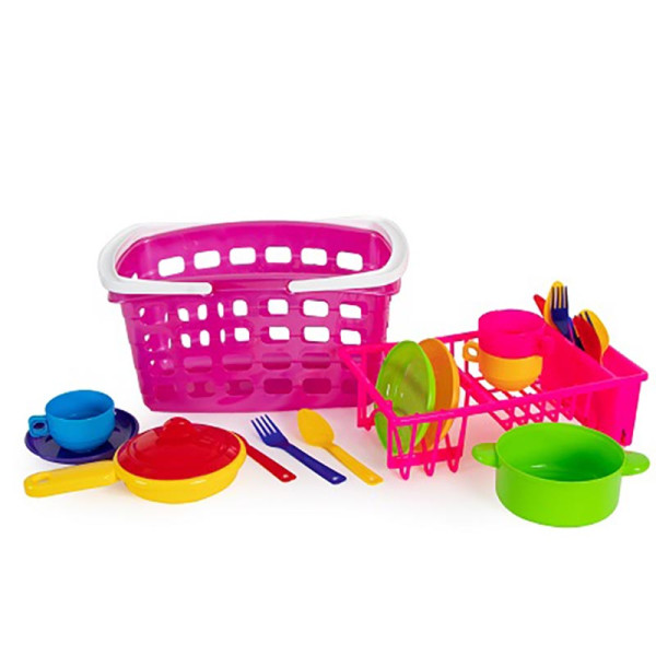 Ігровий набір Бамсик Кошик з ручкою з посудом пластиковий 093/2