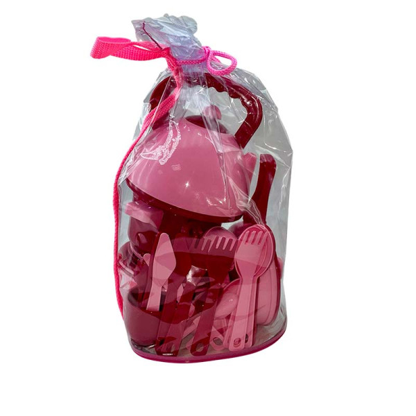 Ігровий набір посуду великий (каструлі тарілки столові прилади) Юника 71023_Pink