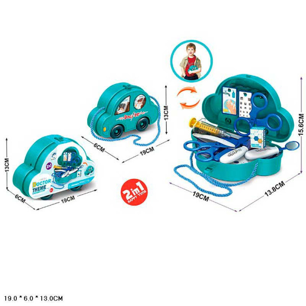 Лікар набір 2 в 1 сумка машинка з аксесуарами 628-38