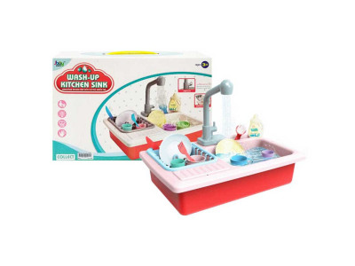 Кухонна мийка з набором посуду озвучена зі світлом тече вода в коробці 168A-1A