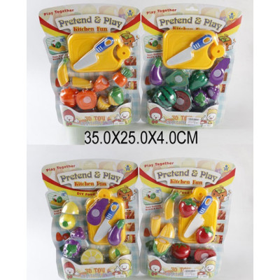 Овочі та фрукти (96шт/2) 4 види діляться навпіл з ножем дощечкою на пла 9805/6 Овочі та фрукти (96шт/2) 4 види діляться навпіл з ножем дощечкою на пла 9805/6